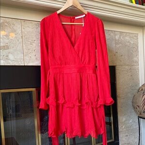 Red Wrap Sundress with Ruffle Details